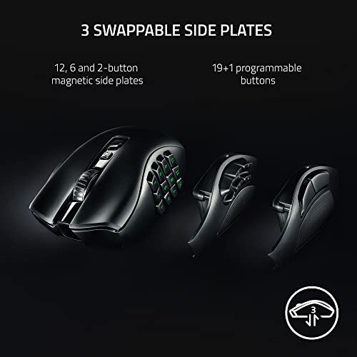 Razer Naga V2 HyperSpeed Wireless MMO Gaming Mouse, 19 Programmable Buttons, HyperScroll, Focus Pro 30K Sensor F16988