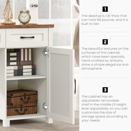 Farmhouse 61" Executive Desk with 5 Drawers and Charging Station, Pure Black W116439