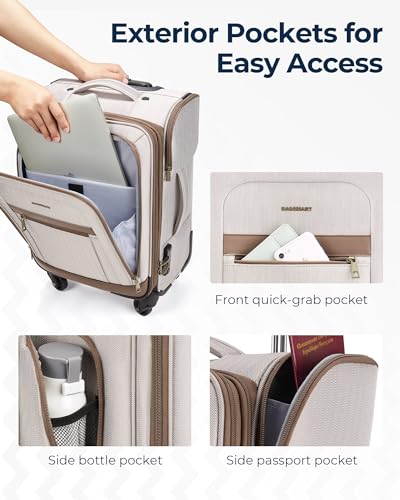 BAGSMART Carry-On Luggage 20 Inch Expandable Suitcase with Duffel Bag S7860