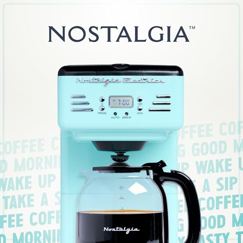 Nostalgia Retro 12-Cup Programmable Coffee Maker with LED Display, Aqua S6557