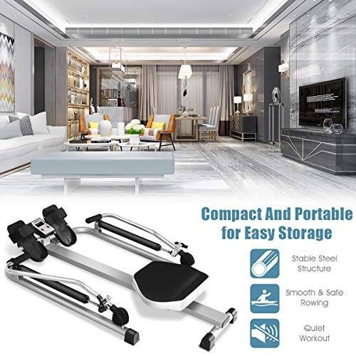 GYMAX Rowing Machine for Home, 265LBS Capacity, Adjustable Resistance, LCD Monitor B808