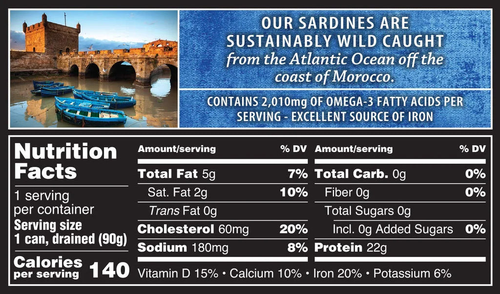 Crown Prince Skinless & Boneless Sardines in Water, 4.37 oz Cans (Pack of 12) M669