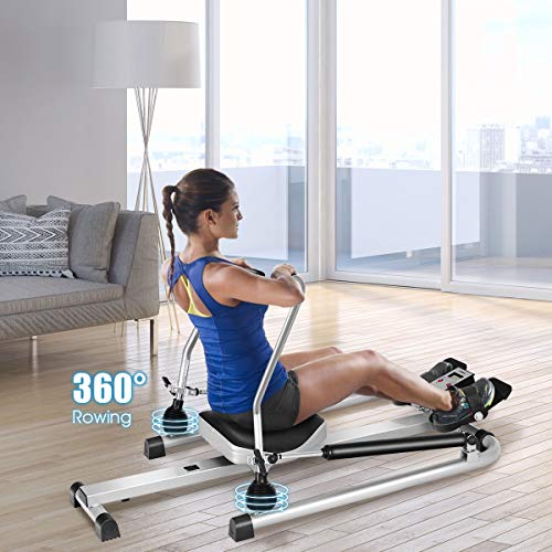 GYMAX Rowing Machine for Home, 265LBS Capacity, Adjustable Resistance, LCD Monitor B808