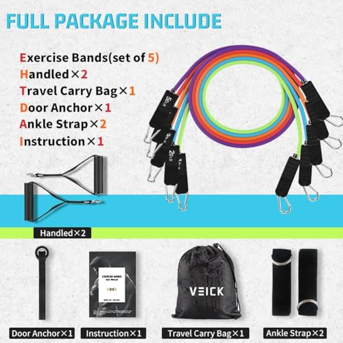 VEICK Resistance Bands with Handles for Home Workout O75059
