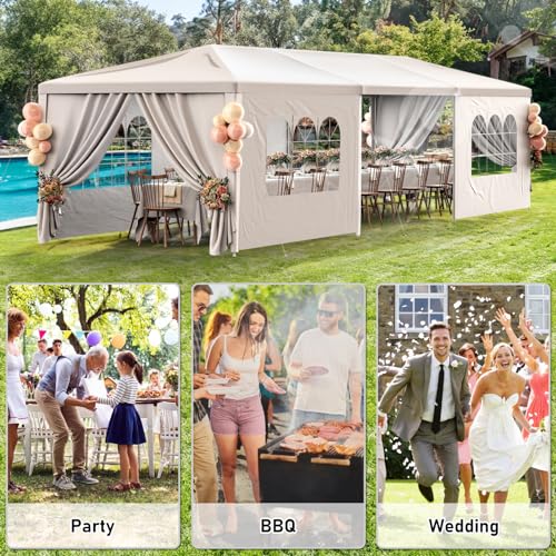 Outdoor Party Tent 10x30 Black with 8 Removable Sidewalls V87006