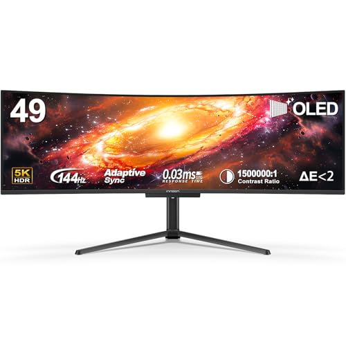 INNOCN 49" Curved Monitor Ultrawide Gaming 120Hz 32:9 QHD 5120 x 1440P Computer Monitor, R1800, 99% sRGB, HDR400, USB Type C, DisplayPort, HDMI, Built-in Speakers, Height/Tilt Adjustable - 49C1R
