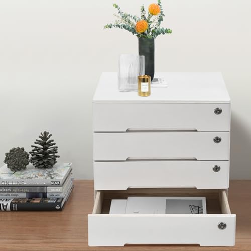 4 Drawers Wood Storage Cabinet with Lockable Drawers, Walnut S9586