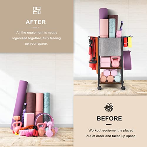 Yoga Mat Storage Rack for Dumbbells and Kettlebells, Home Gym Organizer N713