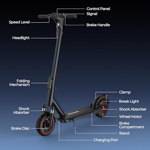 Electric Scooter with 10" Solid Tires, 500W Motor, 22 Miles Range, Folding D4827