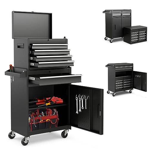 Goplus 5-Drawer Rolling Tool Chest with Lockable Wheels, Gray Z601390