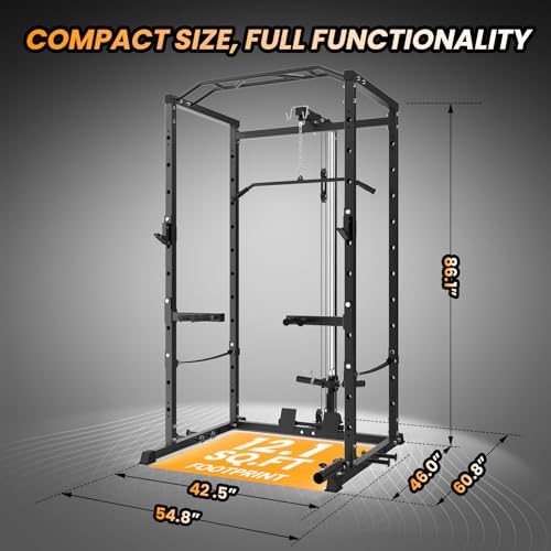 Power Cage with LAT Pulldown and Cable Pulley System for Home Gym N4466