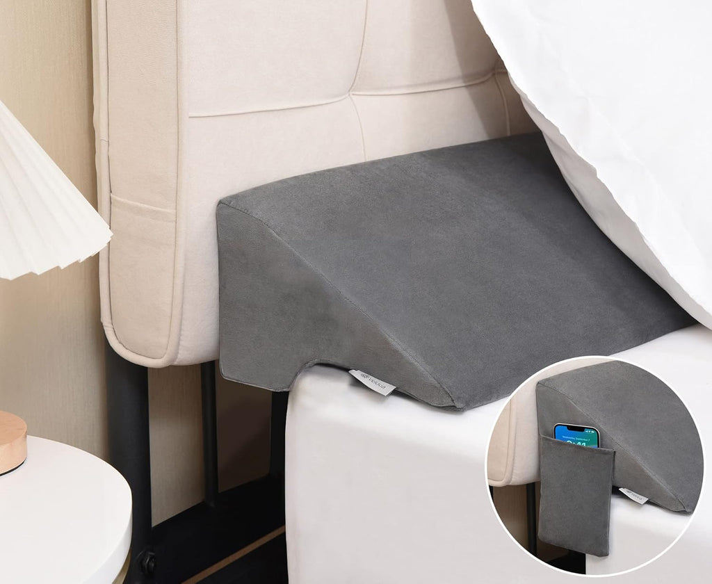Vekkia NEW Bed Wedge Pillow for Headboard Gap/Headboard Pillow/Mattress Gap Filler/Bed Gap Filler,Close Gap (0-5") Between Mattress and Headboard,Bed without Headboard,Stop Losing Pillows(Queen)
