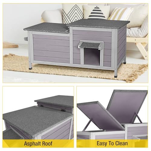 Aivituvin Cat House Indoor 2 Story Feral Cat Shelter for Winter Outdoor Large B645914
