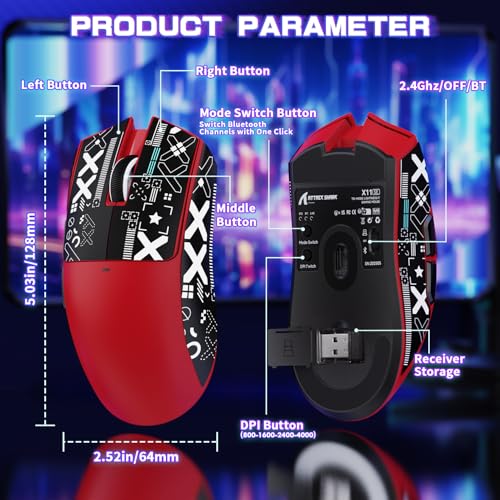 Attack Shark X11SE Wireless Gaming Mouse, Tri-Mode 22K DPI, 59g, Berry Red Y3775