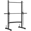 Soozier Squat Rack with Pull-Up Bar, Adjustable Power Rack with Barbell Bar, Multi-Functional Bench Press Rack for Home Gym Strength Training, Black