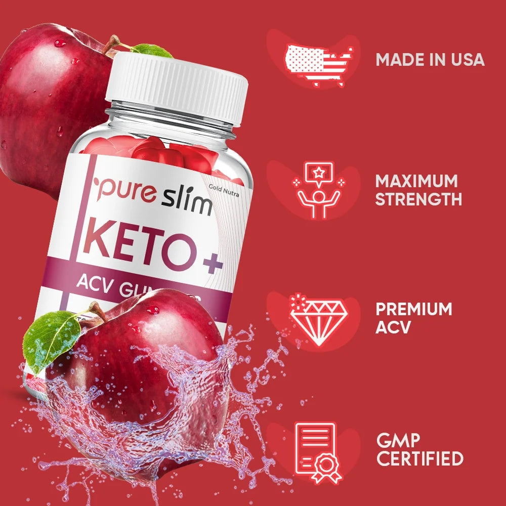 Pure Slim Keto ACV Gummies Apple Cider Vinegar Dietary Supplement (2 Pack) M6370