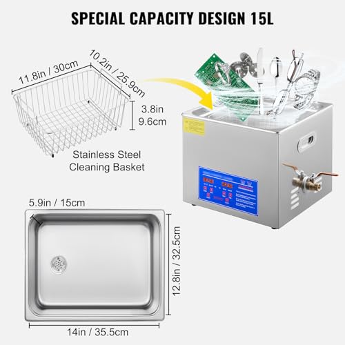 VEVOR Professional Ultrasonic Cleaner with Digital Timer & Heater, 3L W817988