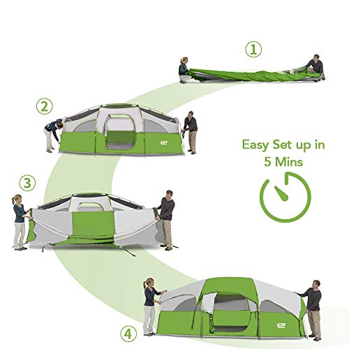CAMPROS CP Tent 8 Person Weather Resistant Family Camping Tent with Carry Bag Z5924