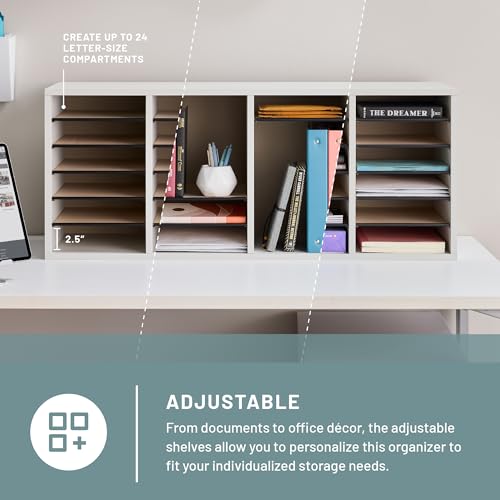 Safco Wooden Paper and Mail Organizer, Adjustable Shelves, Stackable B285