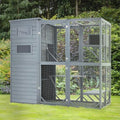Mdeam Large Catio Outdoor Cat Enclosure, 4 Tiers Indoor Cat House for Multiple Cats with Weatherproof Roof, 4 Resting Rooms, 4 Platforms, 5 Windows, 70" H 32" W 77" L, Grey Green