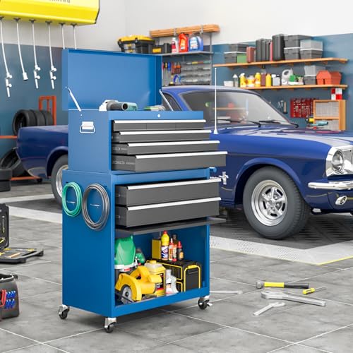 5-Drawer Rolling Tool Chest Storage Cabinet with Detachable Top Tool Box, Black R11137