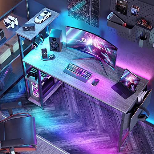 Bestier Gaming Desk with LED Lights, 51.3 Inch Computer Desk Q970