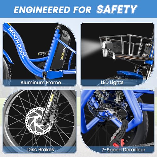 MOONCOOL Electric Tricycle for Adults 350W 36V Removable Battery 7 Speeds P222040