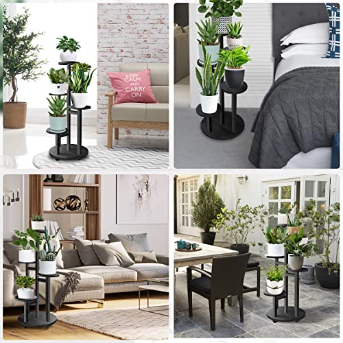 GEEBOBO 5-Tier Tall Plant Stand for Indoor, Wood Corner Display Rack, Walnut K379