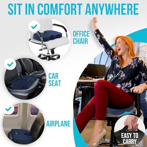FORTEM Office Chair Cushion and Back Support, Memory Foam Lumbar Pillow, Non Slip, XL V440