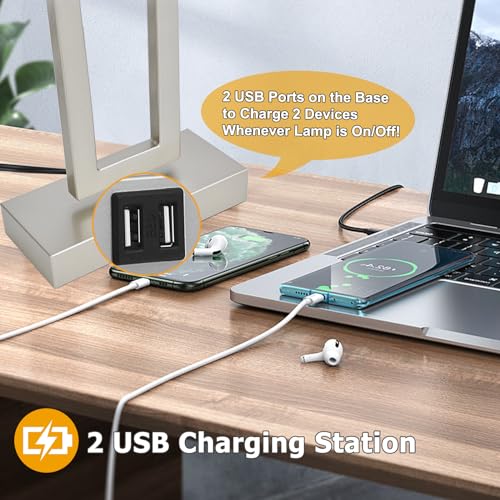 22" Touch Control Table Lamps with USB Ports, Dimmable, Gold & White V1178
