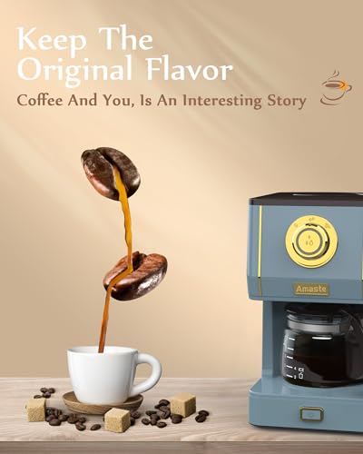 Amaste Drip Coffee Maker, 25 Oz Glass Pot, Retro Style with Reusable Filter Y974