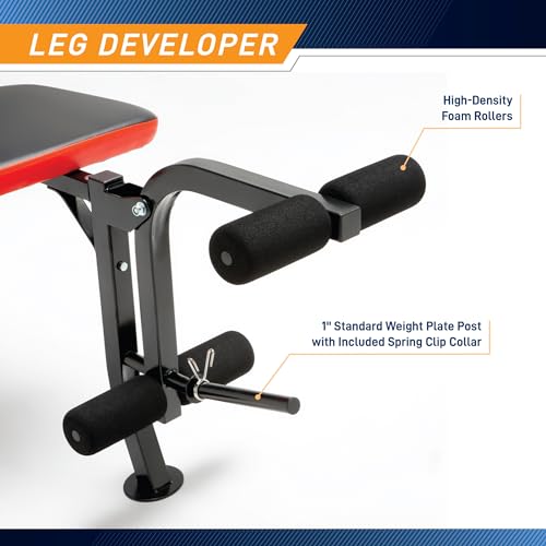 Marcy Standard Weight Bench with Vinyl-Coated Weight Set for Home Gym O2680
