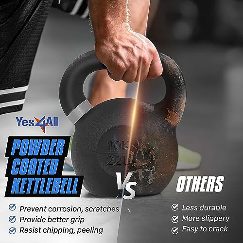 Yes4All Powder Coated Cast Iron Kettlebell Weight Set for Home Gym N15817