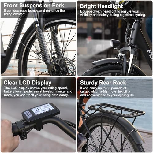Electric Bike for Adults, 26" 1000W Peak City Cruiser Ebike, 48V Removable Battery O80999