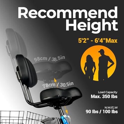 Electric Tricycle for Adults, 20" x 4.0 Fat Tire, 750W, Foldable 3-Wheel, Blue M791