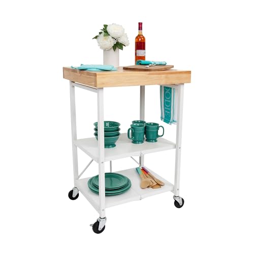 Origami Folding Kitchen Cart on Wheels, 3-Tier Rolling Cart Z2164