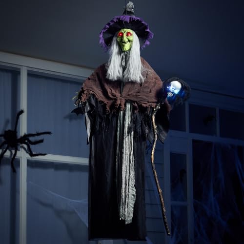 JOYIN 59" Halloween Hanging Witch Decor with Light Up Skull Wand X22425