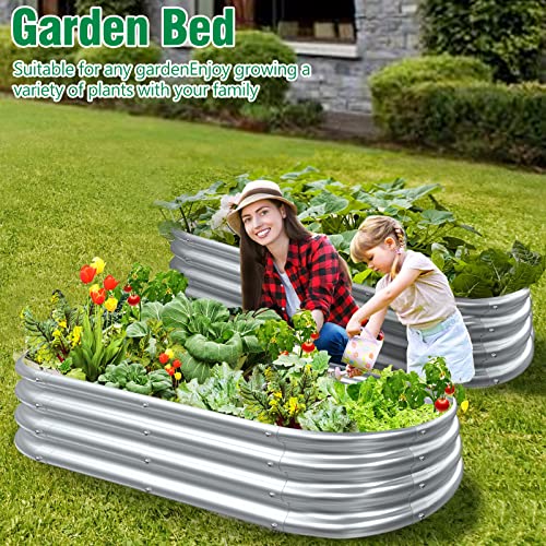 MOFEEZ 2x2x1 Ft Round Raised Garden Bed, Galvanized Metal Planter B4273