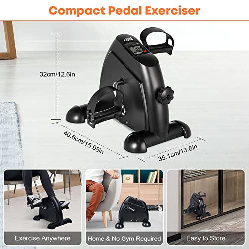 Mini Exercise Bike, AGM Under Desk Pedal Exerciser with LCD Display F9243