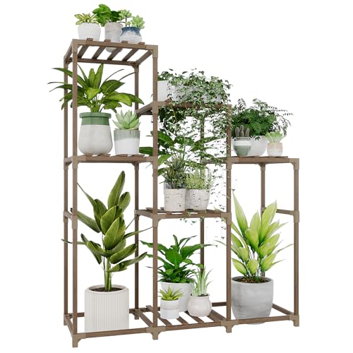Bamworld Plant Stand Indoor Outdoor Wood Plant Rack 3 Tier Ladder D51744