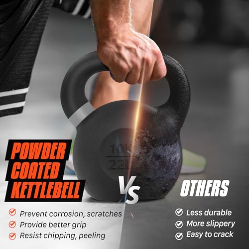 Yes4All Powder Coated Cast Iron Kettlebell Weight Set for Home Gym N15817