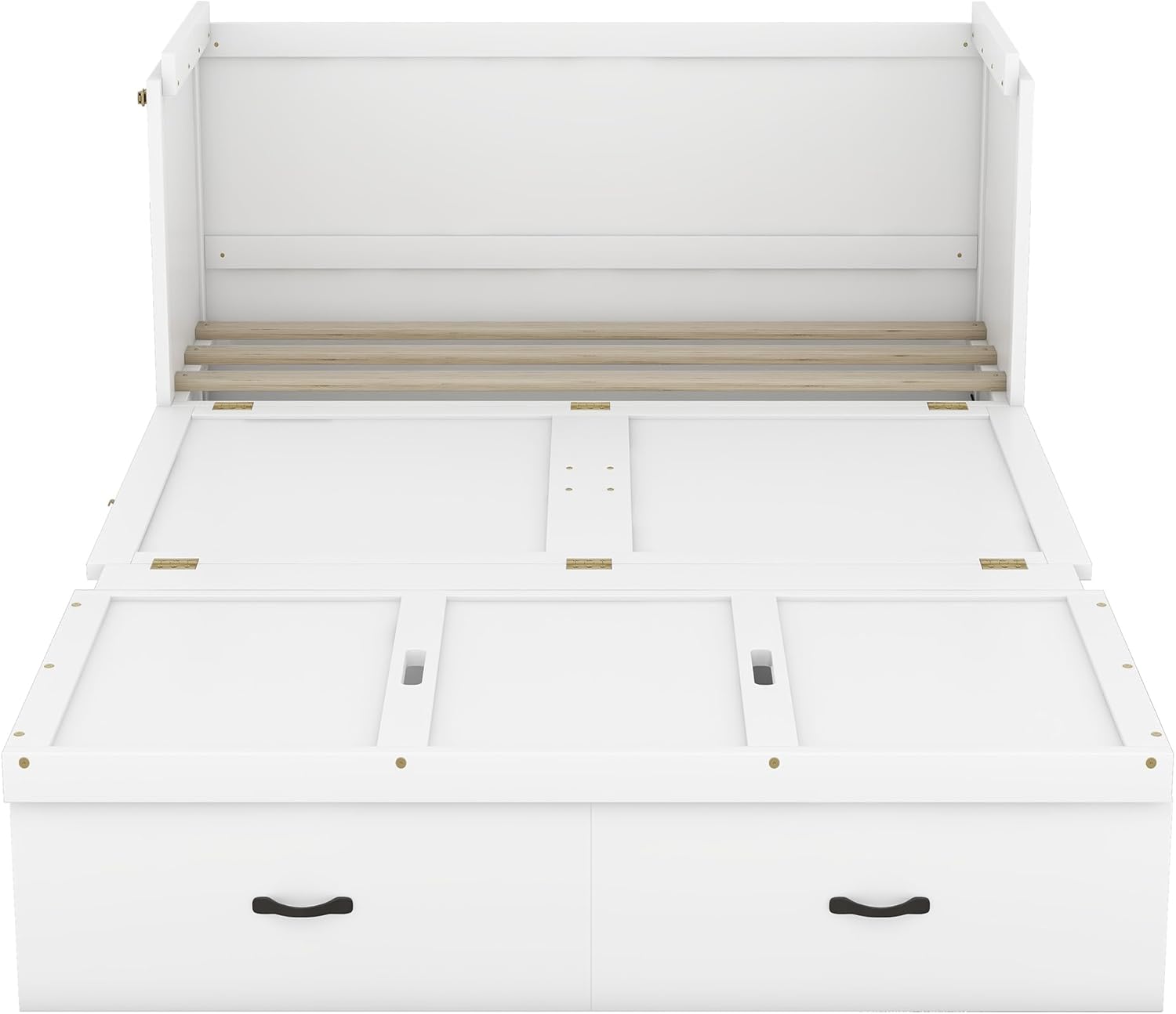 Full Size Murphy Bed Cabinet with Storage Drawer and USB Port, White L988395