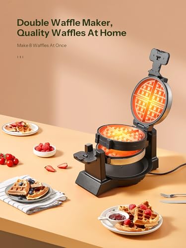 Double Belgian Waffle Maker, 180° Flip, Nonstick, Stainless Steel G6778