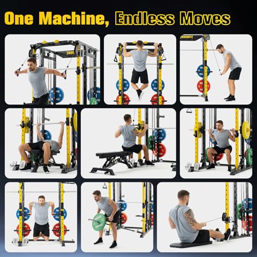 F4 Smith Machine Power Cage with Adjustable Cable Crossover J835