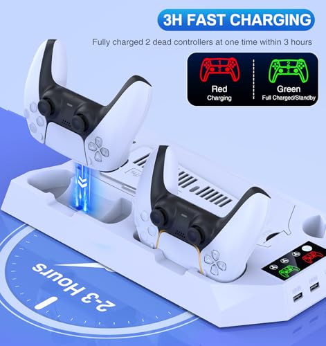 PS5 Slim/Pro Cooling Station with Controller Charger, White M8682