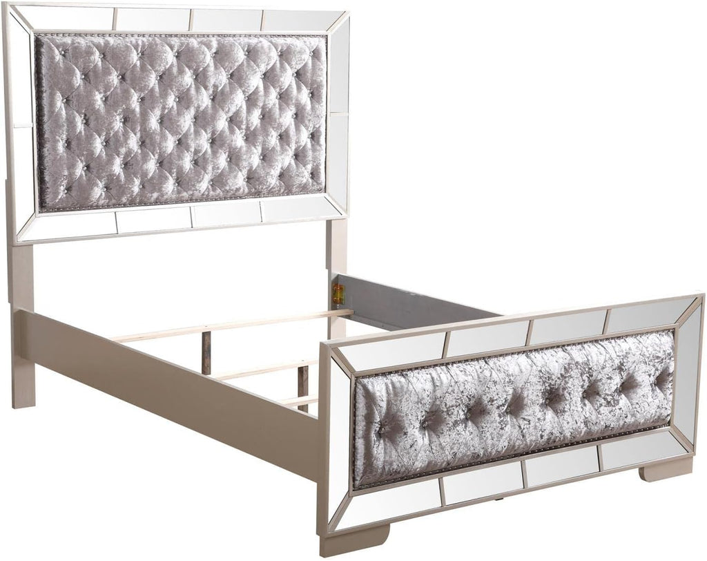 Hollywood Hills Silver Champagne Queen Panel Bed T325735