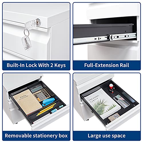 2 Drawer Vertical File Cabinet with Lock for Letter Size, Steel Office Storage Y50014