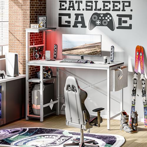 Bestier Gaming Desk with LED Lights, 51.3 Inch Computer Desk Q970