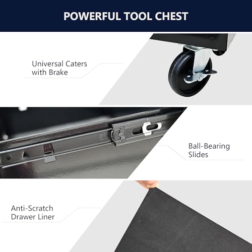 6-Drawer Rolling Tool Chest Cabinet with Wheels and Locking, Black W270288