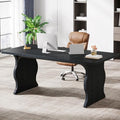 Tribesigns 63" Large Executive Desk for Home Office, Spacious Computer Desk with Ample Leg Room, Double PC Gaming Writing Table Study Desk with Sturdy Legs, Black